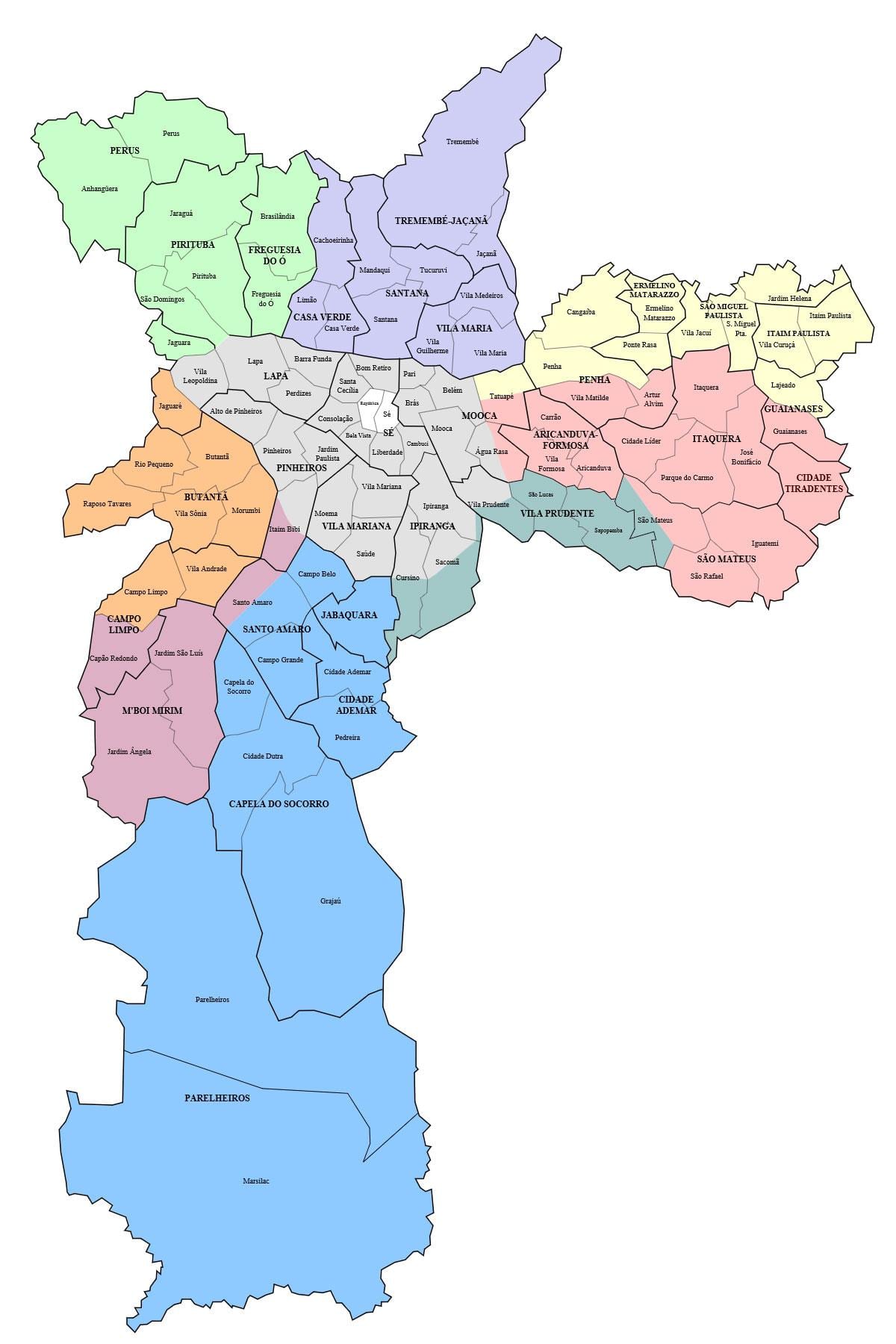 São Paulo arondismentul hartă