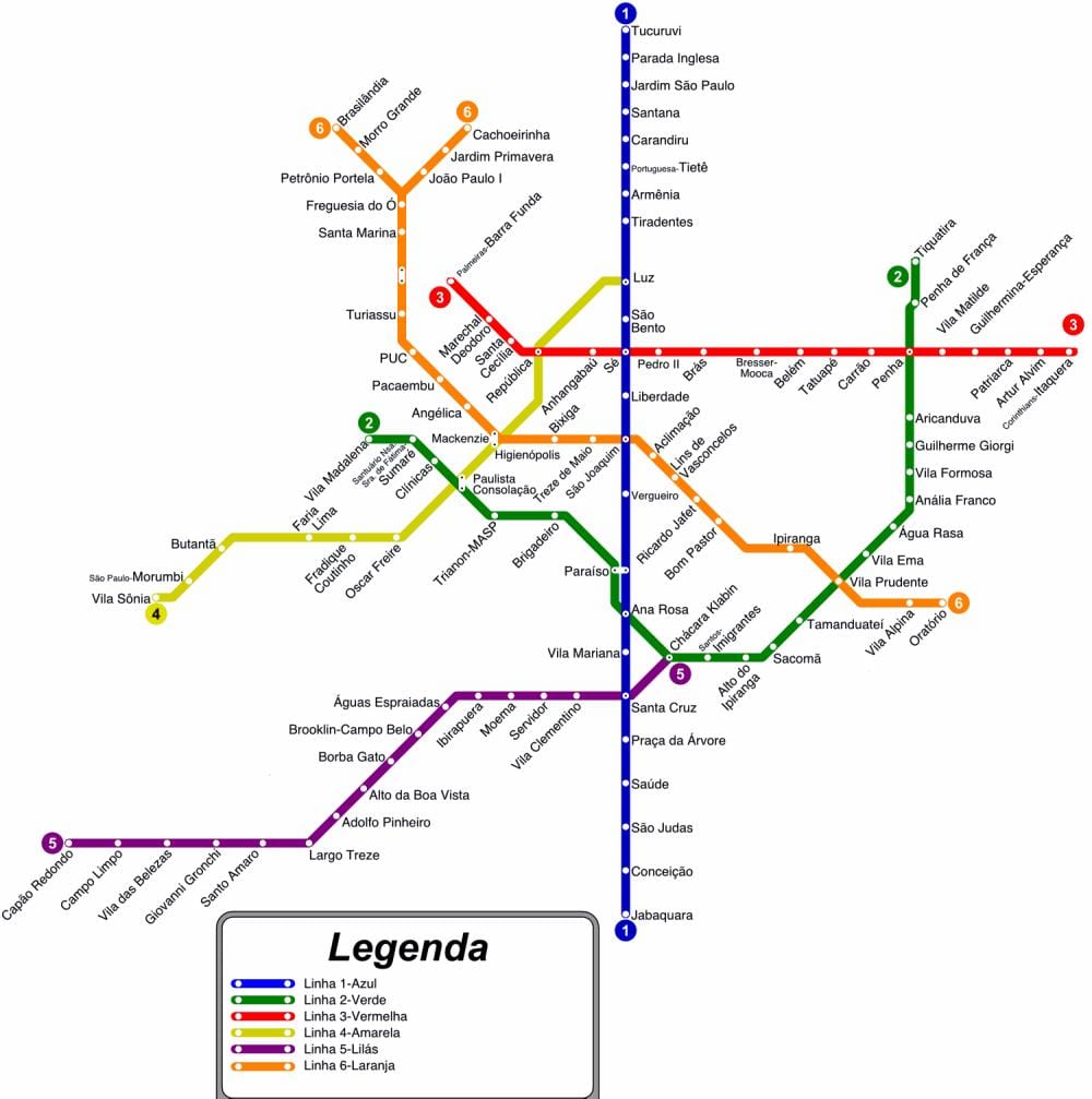 São Paulo metrou hartă